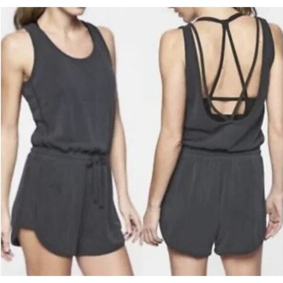 Athleta Serenity Shorts Romper Strappy Open Back Sleeveless Black XS Beach - Picture 1 of 8